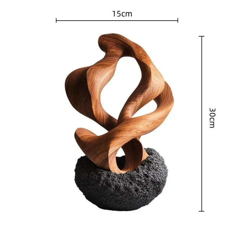 Golden geometric tree hole sculpture on volcanic rock living room decor