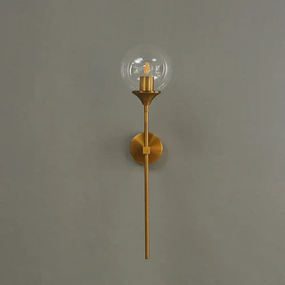 Golden glass ball led wall light bedroom brass sconce
