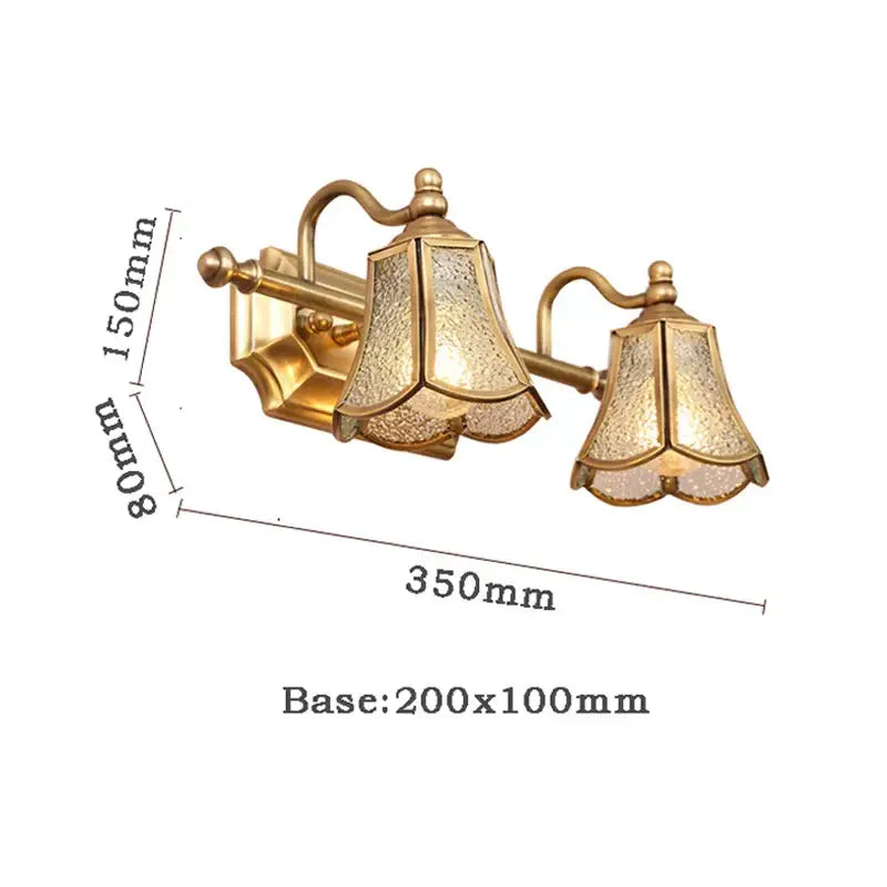 Golden glass mirror cabinet light bedroom vanity fixture