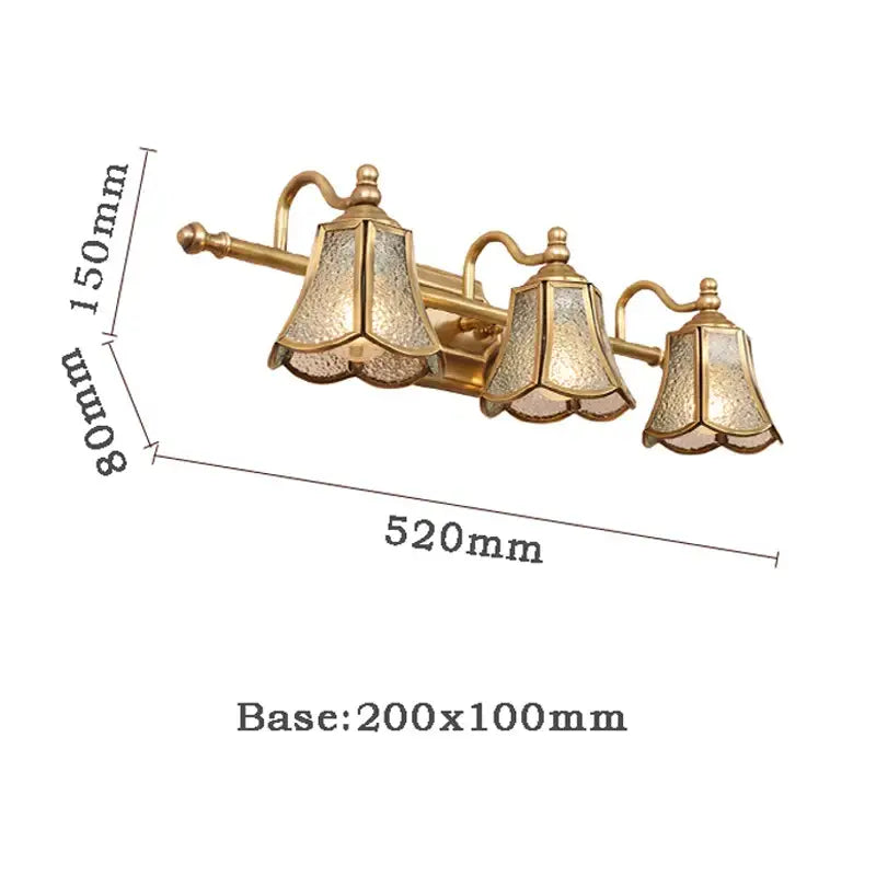 Golden glass mirror cabinet light bedroom vanity fixture