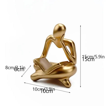Golden glossy abstract thinker resin figurine office decor