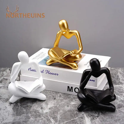 Golden glossy abstract thinker resin figurine office decor