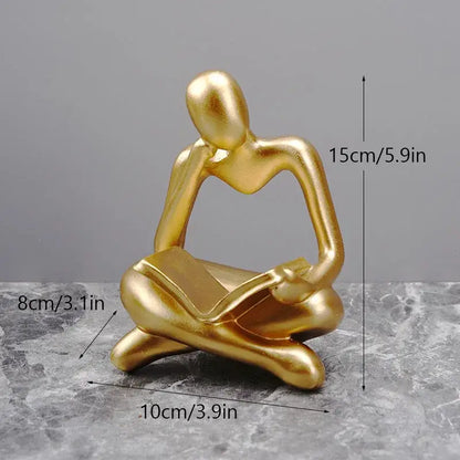 Golden glossy abstract thinker resin figurine office decor