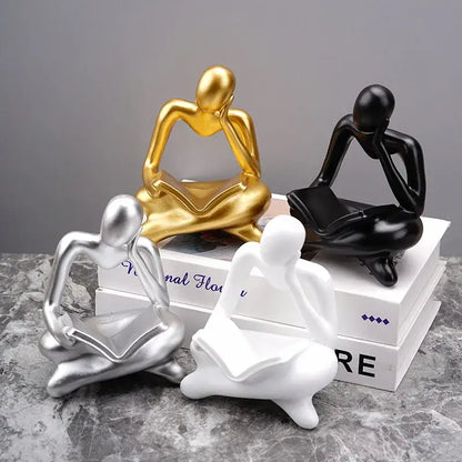 Golden glossy abstract thinker resin figurine office decor