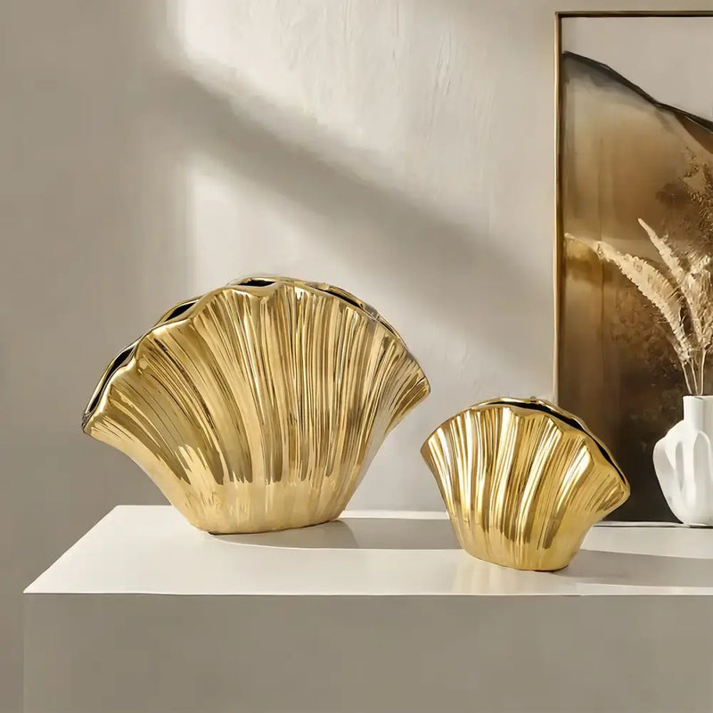 Golden gradient shell ceramic vase living room decor
