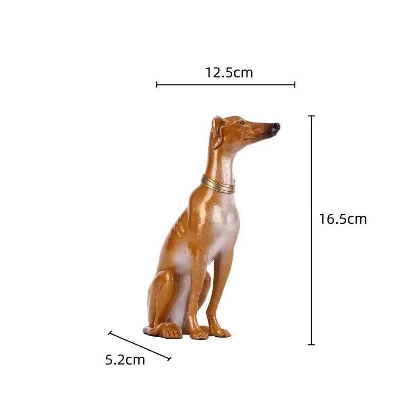 Golden greyhound metal sculpture living room handcrafted figurine