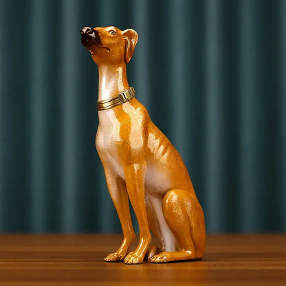 Golden greyhound metal sculpture living room handcrafted figurine