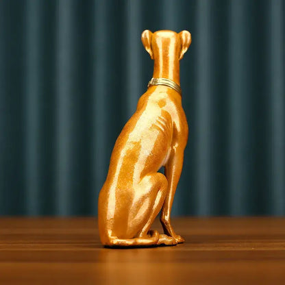Golden greyhound metal sculpture living room handcrafted figurine
