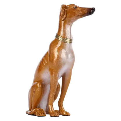 Golden greyhound metal sculpture living room handcrafted figurine