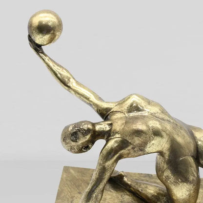 Golden gymnast figurine ball decor living room metallic sculpture