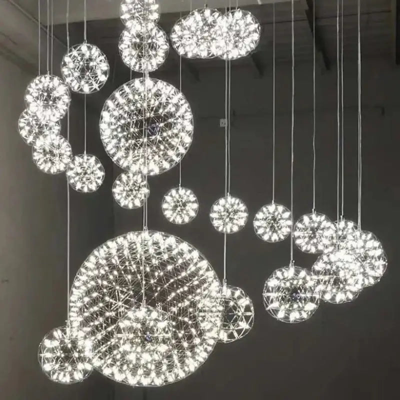 Golden gypsophila sparkball pendant lights living room chandelier