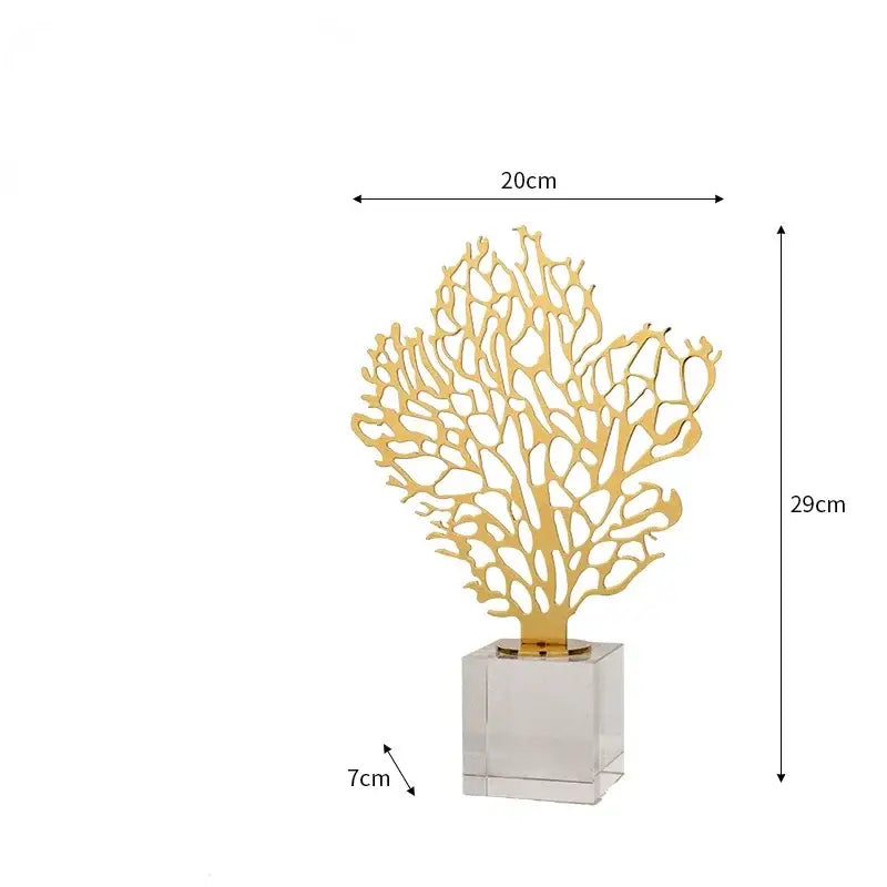 Golden hollow tree coral sculpture living room decor