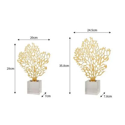Golden hollow tree coral sculpture living room decor