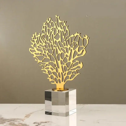 Golden hollow tree coral sculpture living room decor