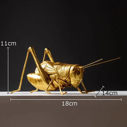 Golden honeybee insect statue living room metallic decor