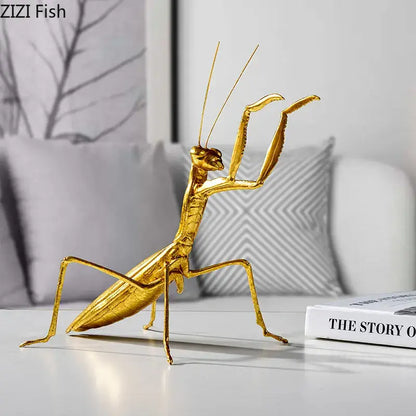 Golden honeybee insect statue living room metallic decor