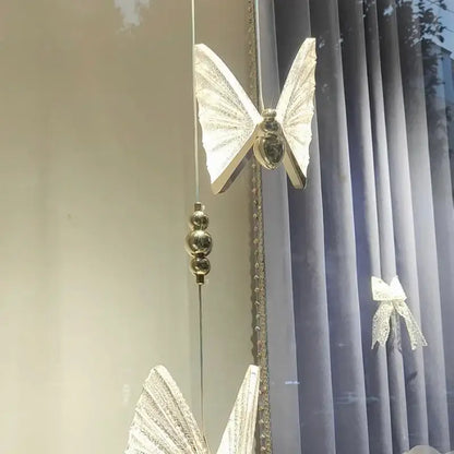 Golden iridescent crystal butterfly pendant lamp bedroom lighting