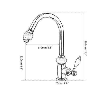 Golden jade & diamond handle kitchen faucet with swivel pull
