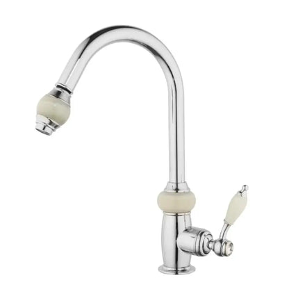 Golden jade & diamond handle kitchen faucet with swivel pull