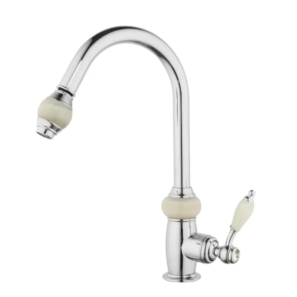 Golden jade & diamond handle kitchen faucet with swivel pull
