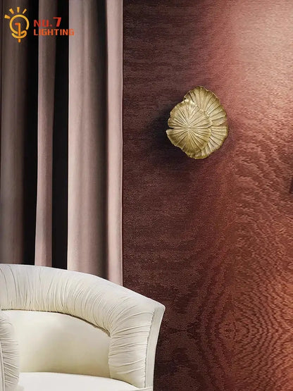 Golden leaf designer copper wall lamp gold & chrome bedroom light