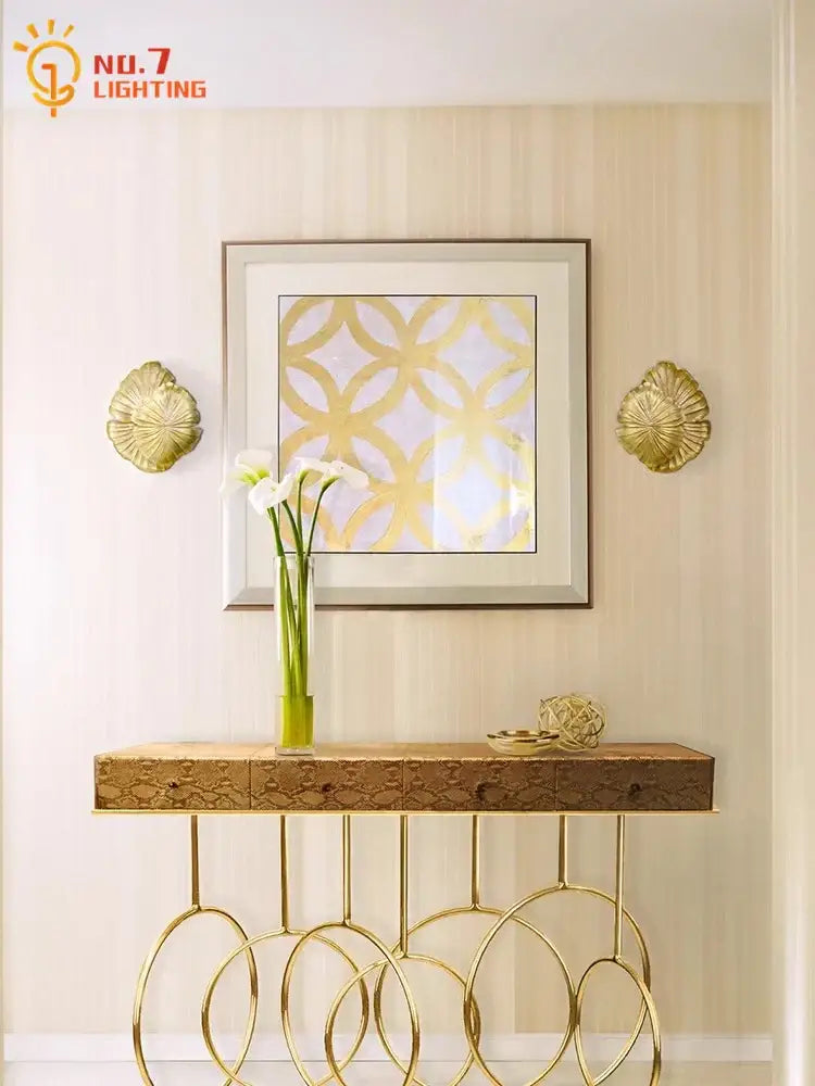 Golden leaf designer copper wall lamp gold & chrome bedroom light