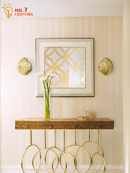 Golden leaf designer copper wall lamp gold & chrome bedroom light