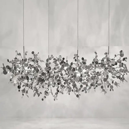 Golden leaf pendant light dining room intricate branch hanging lamp