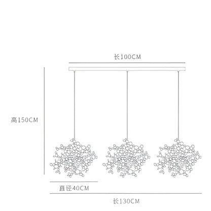 Golden leaf pendant light dining room intricate branch hanging lamp