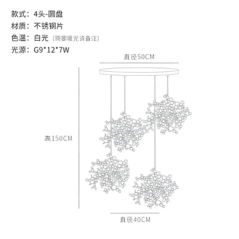 Golden leaf pendant light dining room intricate branch hanging lamp