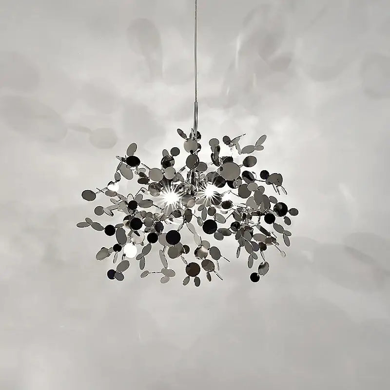 Golden leaf pendant light dining room intricate branch hanging lamp