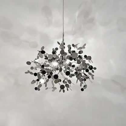 Golden leaf pendant light dining room intricate branch hanging lamp