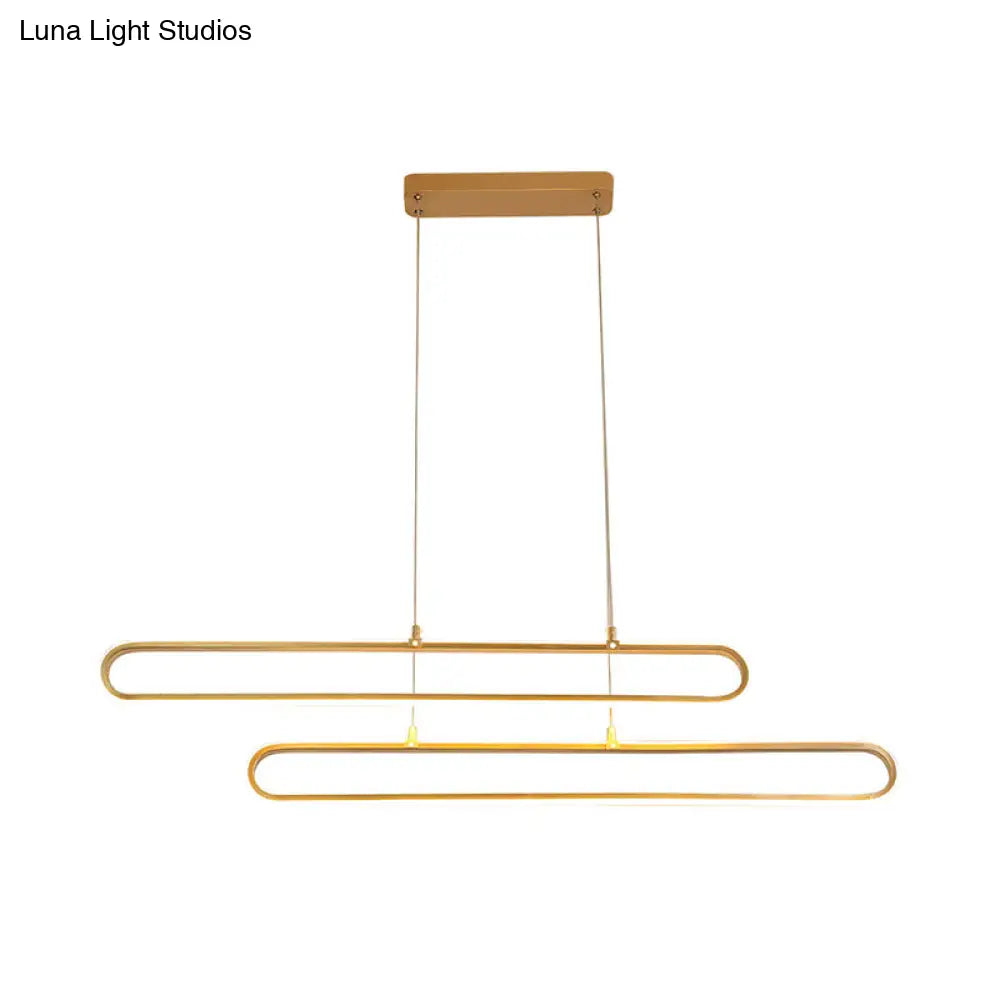 DecorBites™ Golden LED Aluminum Island Pendant Light - Modern Elliptical Design, Warm/White 39"/47