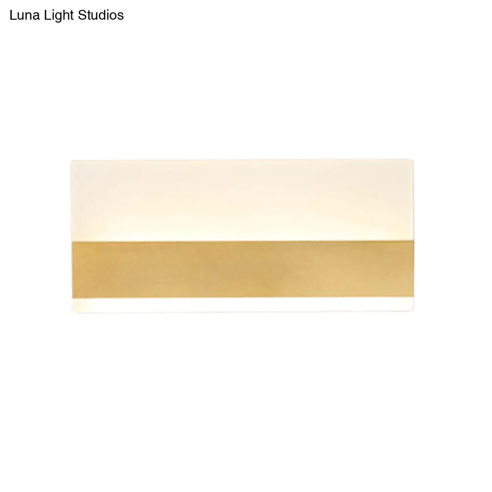 DecorBites™ Golden LED Wall Sconce: Simplicity Cuboid Design, Acrylic, White/Warm Light