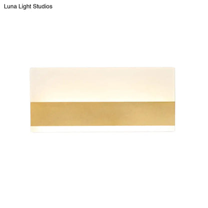 DecorBites™ Golden LED Wall Sconce: Simplicity Cuboid Design, Acrylic, White/Warm Light