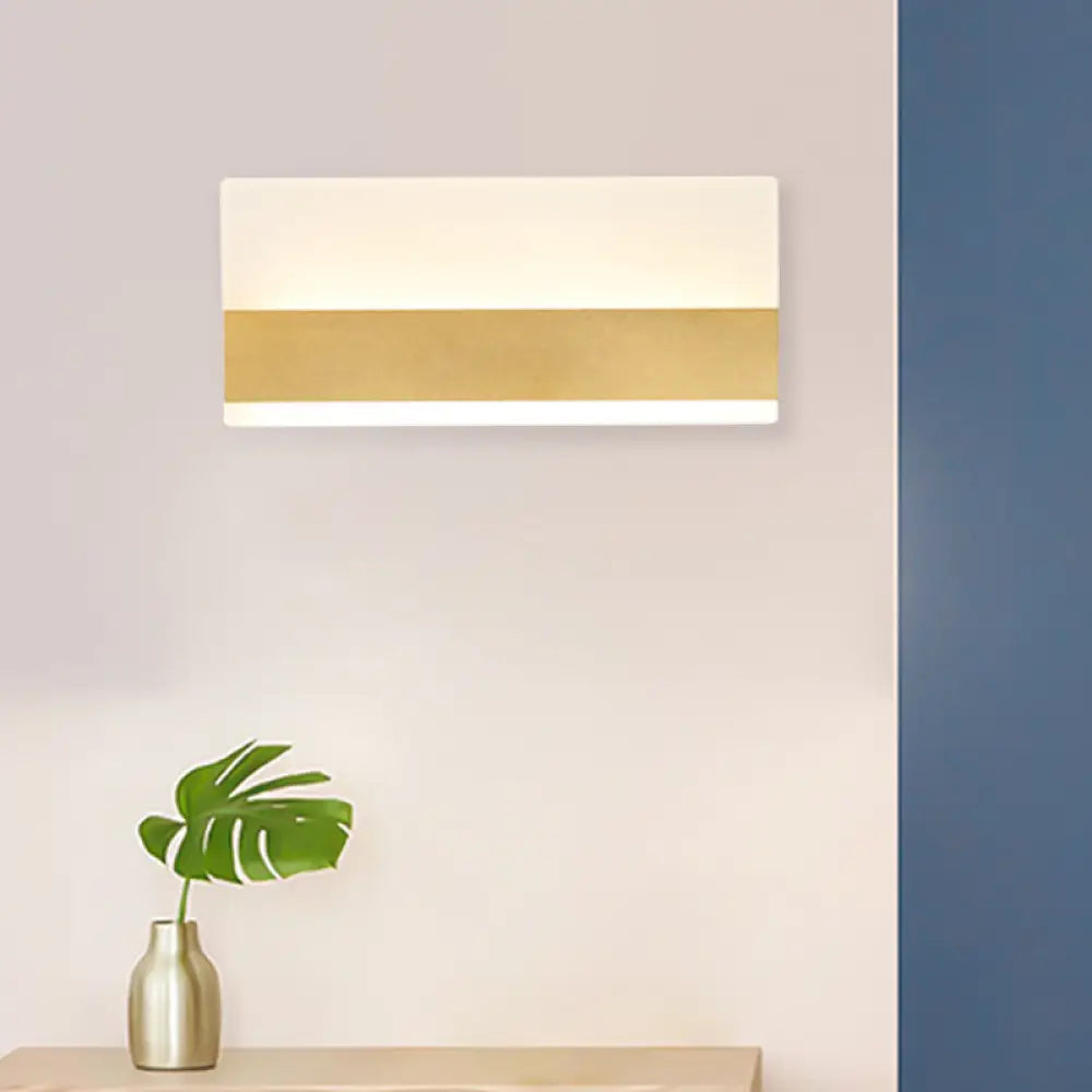 DecorBites™ Golden LED Wall Sconce: Simplicity Cuboid Design, Acrylic, White/Warm Light