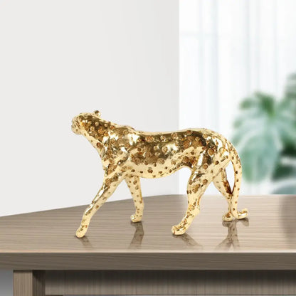 Golden leopard cheetah animal sculpture living room decor