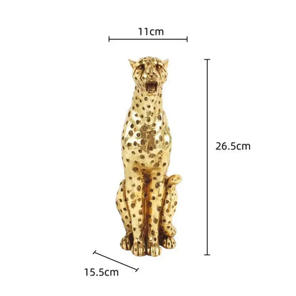 Golden leopard cheetah animal sculpture living room decor