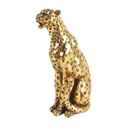 Golden leopard cheetah animal sculpture living room decor