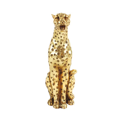 Golden leopard cheetah animal sculpture living room decor
