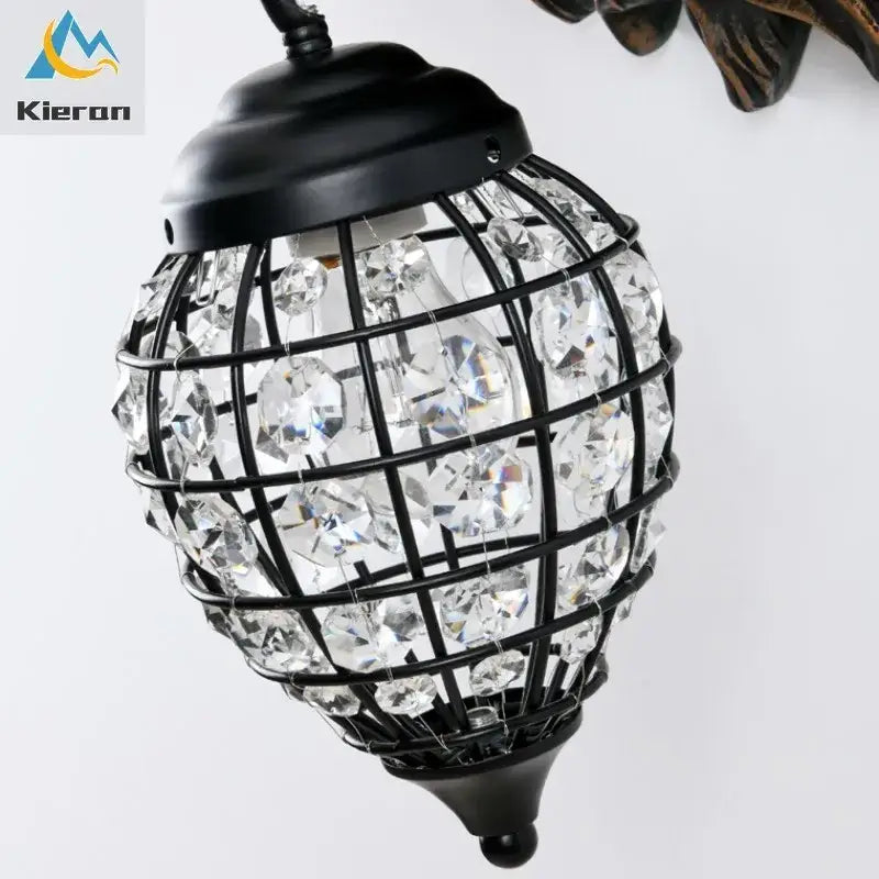 Golden lion head king crystal wall lamp for bedroom living room