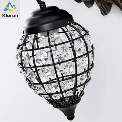 Golden lion head king crystal wall lamp for bedroom living room
