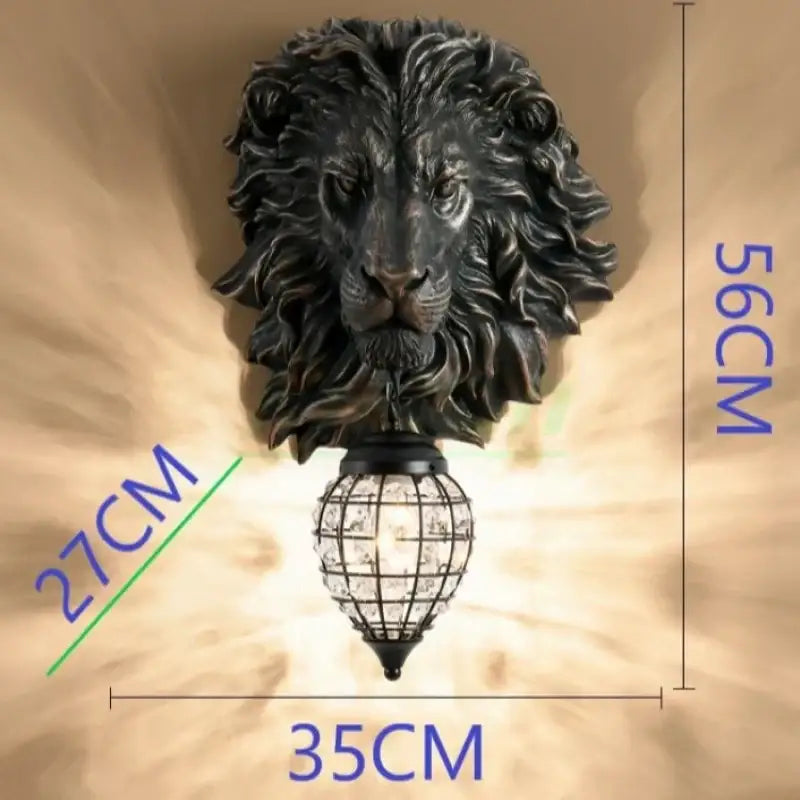 Golden lion head king crystal wall lamp for bedroom living room