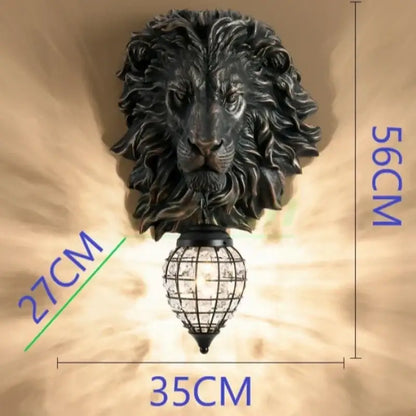Golden lion head king crystal wall lamp for bedroom living room