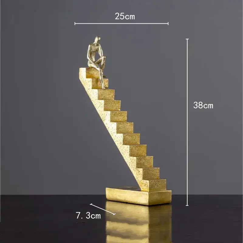 Golden man abstract resin staircase sculpture living room decor