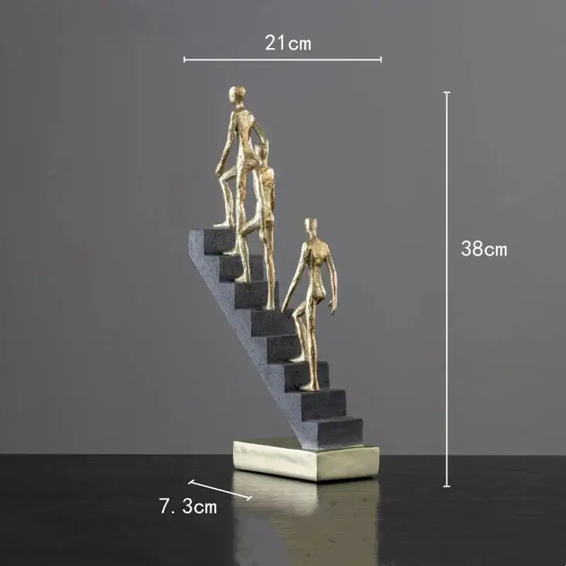 Golden man abstract resin staircase sculpture living room decor