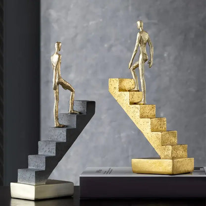 Golden man abstract resin staircase sculpture living room decor