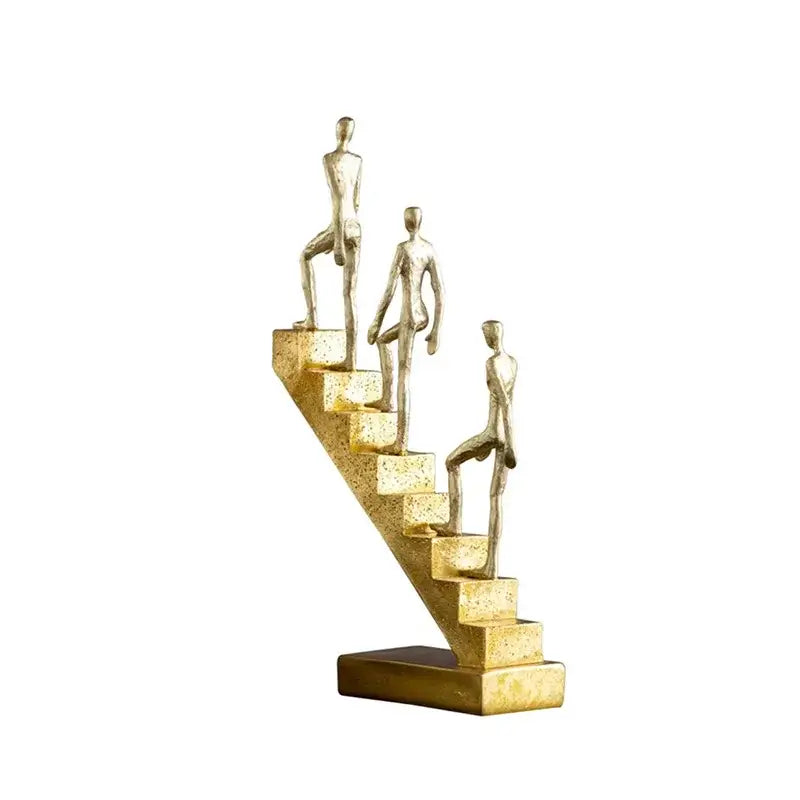 Golden man abstract resin staircase sculpture living room decor