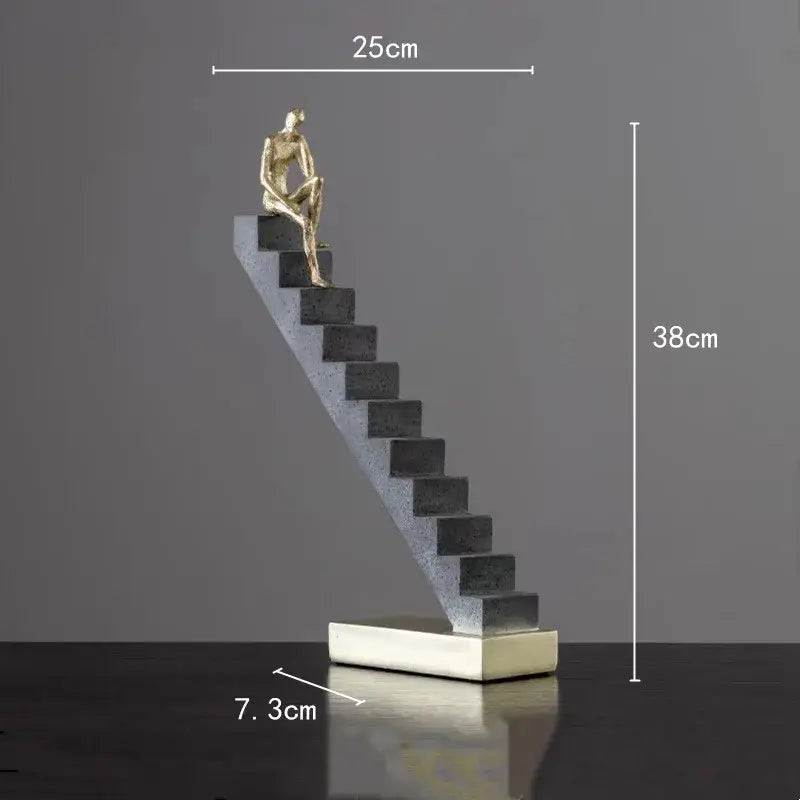 Golden man abstract resin staircase sculpture living room decor