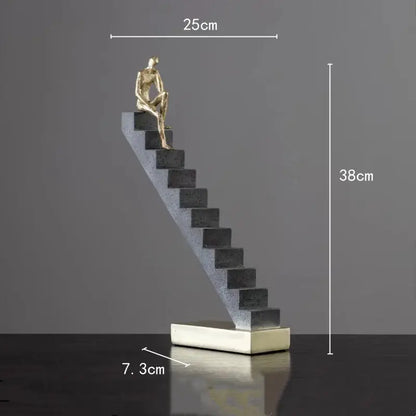 Golden man abstract resin staircase sculpture living room decor